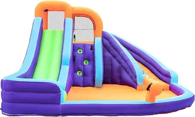 CocoNut Double Slide Water Park with Climbing Wall & Water Canno
