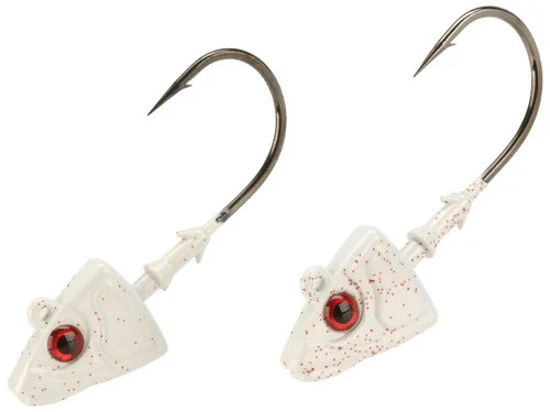 Mustad Shad/Darter Head 1 OZ 2X Strong - Pack of 2 (Color: Pearl UV with Red Eyes / Size 5/0)