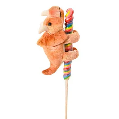 The Petting Zoo Lollyplush Triceratops Dino with Rainbow Lollipop