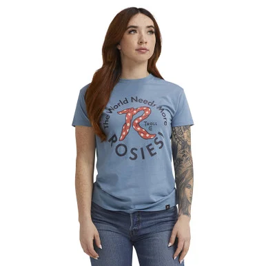 Troll Co. Ladies Slate Blue Red Rosie Short Sleeve T-Shirt