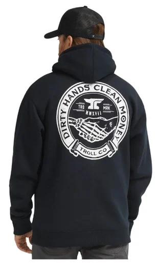 Troll Co. Men's Black Haggler Shaking Hands DHCM Long Sleeve Pullover Hoodie